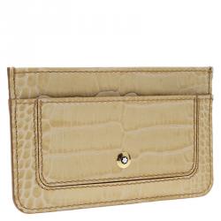 Montblanc Beige Croc Embossed Leather Card Holder