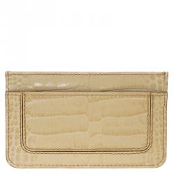 Montblanc Beige Croc Embossed Leather Card Holder