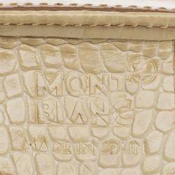 Montblanc Beige Croc Embossed Leather Card Holder