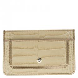Montblanc Beige Croc Embossed Leather Card Holder