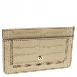 Montblanc Beige Croc Embossed Leather Card Holder