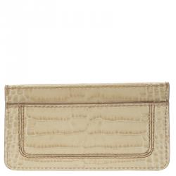 Montblanc Beige Croc Embossed Leather Card Holder