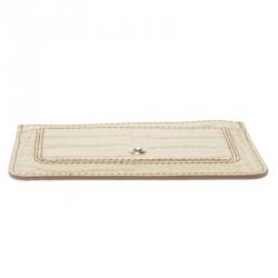 Montblanc Beige Croc Embossed Leather Card Holder