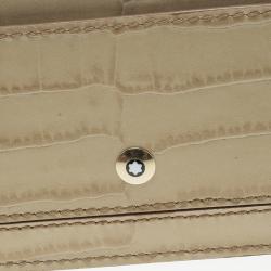 Montblanc Beige Croc Embossed Leather Card Holder