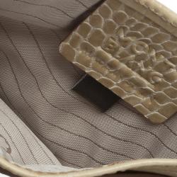 Montblanc Beige Croc Embossed Leather Card Holder