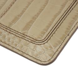 Montblanc Beige Croc Embossed Leather Card Holder