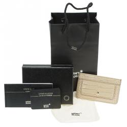 Montblanc Beige Croc Embossed Leather Card Holder