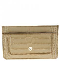 Montblanc Beige Croc Embossed Leather Card Holder