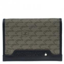 Montblanc Blue Coated Canvas and Leather Signature Card Holder