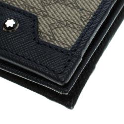 Montblanc Blue Coated Canvas and Leather Signature Card Holder