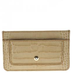 Montblanc Beige Croc Embossed Leather Card Holder