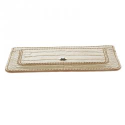 Montblanc Beige Croc Embossed Leather Card Holder