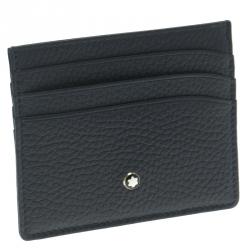 Pre Owned Montblanc Navy Blue Soft Grain Leather Meisterstuck Card Holder 6CC