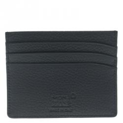 Pre Owned Montblanc Navy Blue Soft Grain Leather Meisterstuck Card Holder 6CC