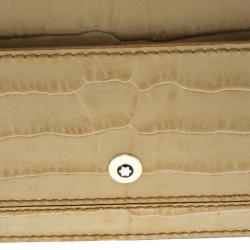 Pre Owned Montblanc Beige Croc Embossed Leather Card Holder