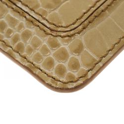Pre Owned Montblanc Beige Croc Embossed Leather Card Holder