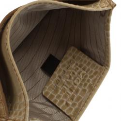 Montblanc Beige Croc Embossed Leather Card Holder