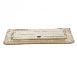 Montblanc Beige Croc Embossed Leather Card Holder