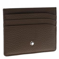 Montblanc Brown Soft Grain Leather Meisterstuck Card Holder 6CC