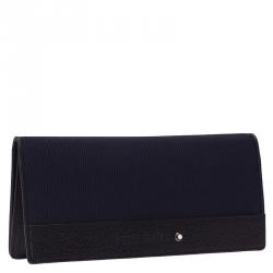 Pre Owned Montblanc Navy Blue Leather Night Flight Wallet