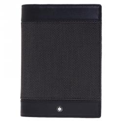 Pre Owned Montblanc Black Leather and Woven Jacquard Passport Holder