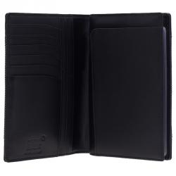 Pre Owned Montblanc Black Leather and Woven Jacquard Passport Holder