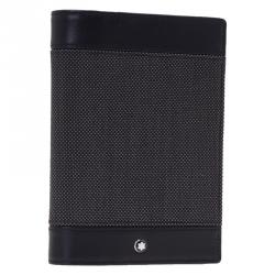 Pre Owned Montblanc Black Leather and Woven Jacquard Passport Holder