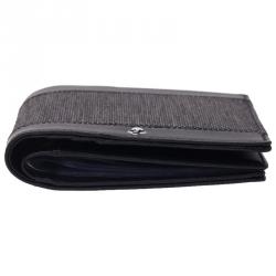 Pre Owned Montblanc Black Leather and Woven Jacquard Passport Holder