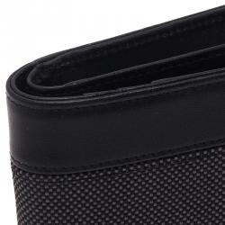 Pre Owned Montblanc Black Leather and Woven Jacquard Passport Holder