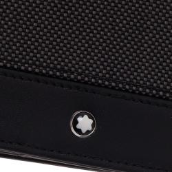 Pre Owned Montblanc Black Leather and Woven Jacquard Passport Holder