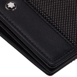 Pre Owned Montblanc Black Leather and Woven Jacquard Passport Holder