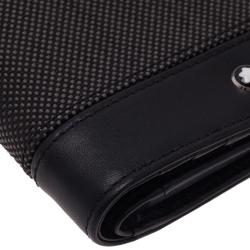 Pre Owned Montblanc Black Leather and Woven Jacquard Passport Holder