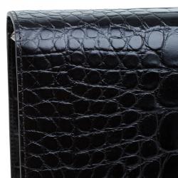 Montblanc Black Alligator Embossed Double Gusset Briefcase