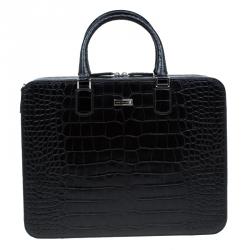 Montblanc Black Croc Embossed Meisterstuck Briefcase