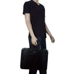 Montblanc Black Croc Embossed Meisterstuck Briefcase