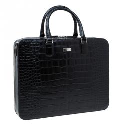 Montblanc Black Croc Embossed Meisterstuck Briefcase