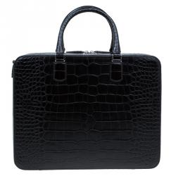 Montblanc Black Croc Embossed Meisterstuck Briefcase