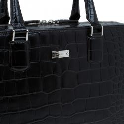 Montblanc Black Croc Embossed Meisterstuck Briefcase