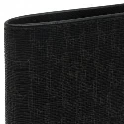 Pre Owned حافظة جواز سفر مون بلان جلد وكانفاس شهير سوداء