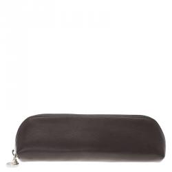 Pre Owned Montblanc Brown Leather Lady Star Zip Pen Pouch