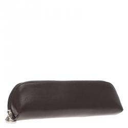 Pre Owned Montblanc Brown Leather Lady Star Zip Pen Pouch