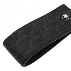 Pre Owned Montblanc Signature Black Printed Leather Keyring