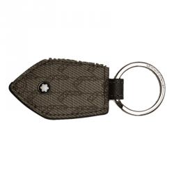 Pre Owned Montblanc Grey Printed Signature Leather Meisterstuck Keyring