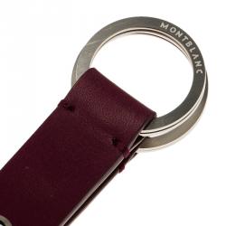 Pre Owned Montblanc Violet Leather Key Fob 2 Split Rings Key Chain