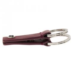 Pre Owned Montblanc Violet Leather Key Fob 2 Split Rings Key Chain