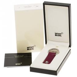 Pre Owned Montblanc Violet Leather Key Fob 2 Split Rings Key Chain