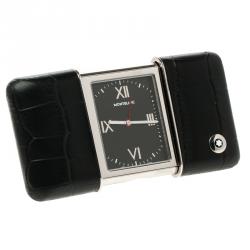 Montblanc Profile Sliding Black Dial Leather Case Travel Timepiece