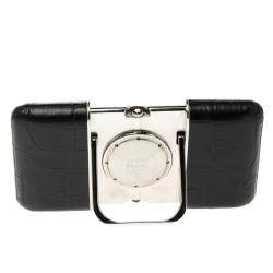 Montblanc Profile Sliding Black Dial Leather Case Travel Timepiece