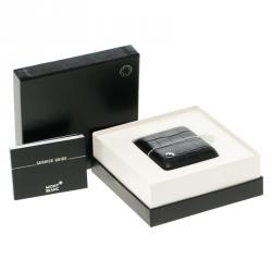 Montblanc Profile Sliding Black Dial Leather Case Travel Timepiece