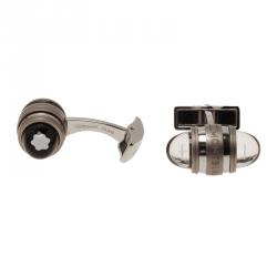 Pre Owned Montblanc Silver and Black Stainless Steel Urban Walker Men's Cufflinks